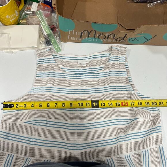 J Jill Love Linen Stripe A Line Knee Length Dress With Pockets Womens Size Large - Picture 6 of 7